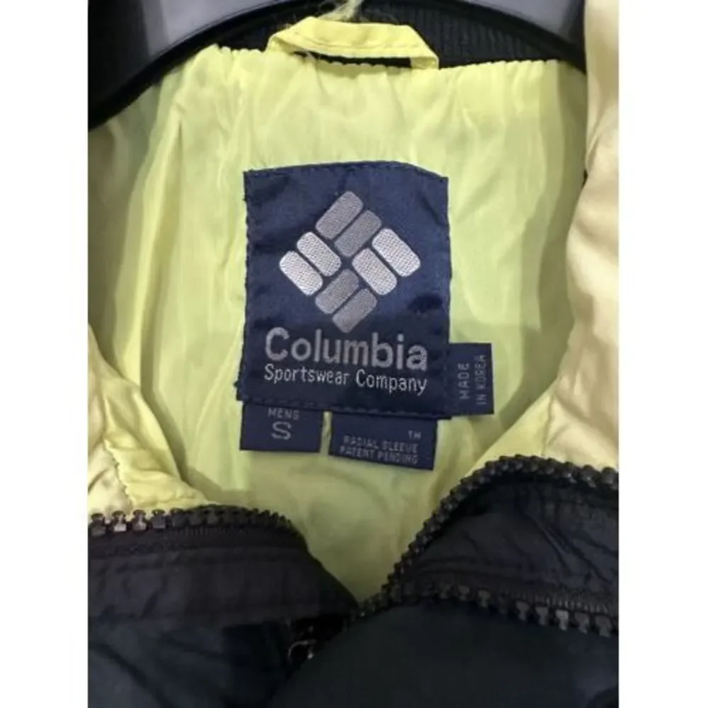 Vintage 80s Columbia Bugaboo Black Neon Windbreaker Jacket Radial Sleeve Mens Sm